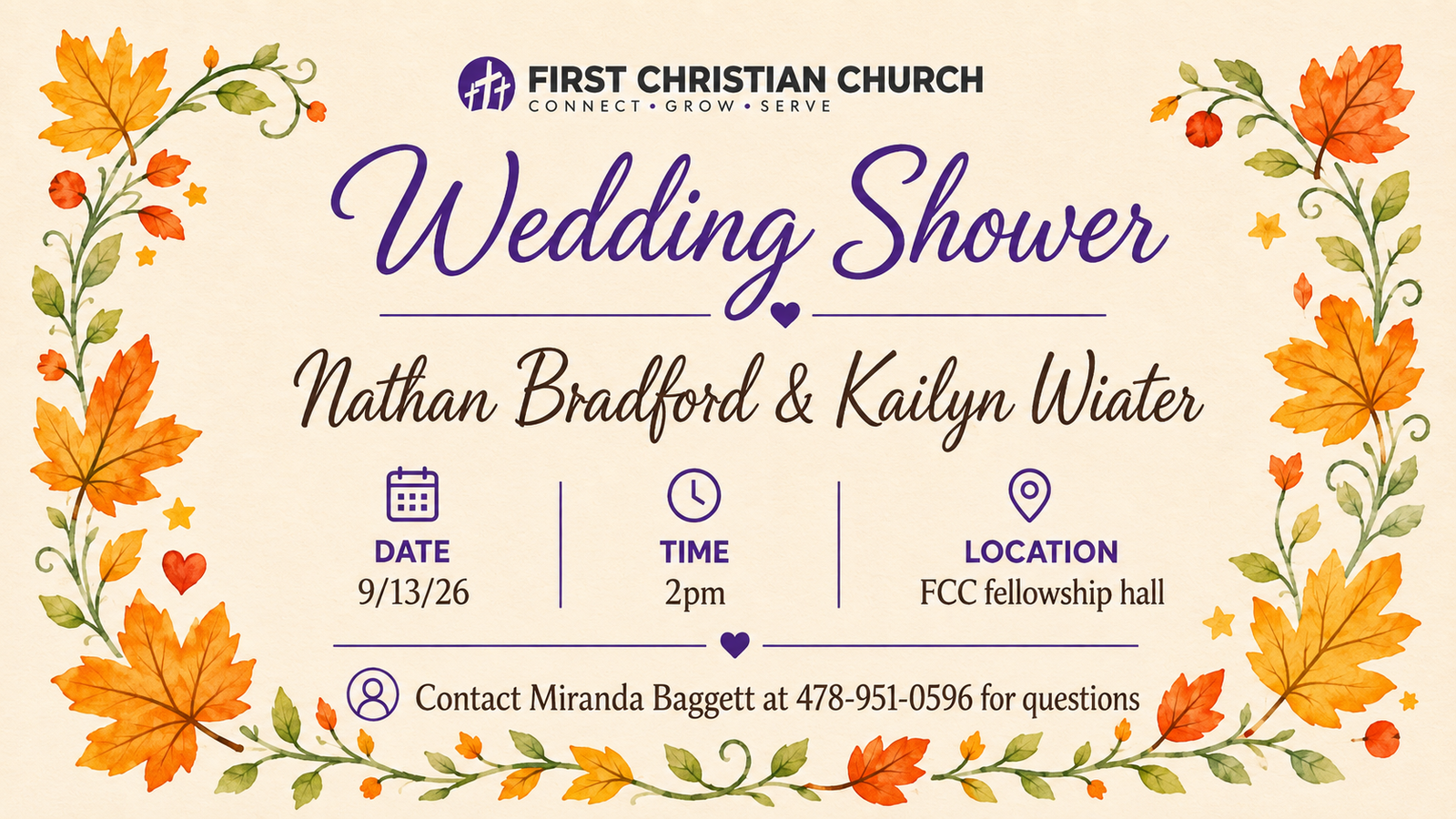 Wedding shower for Nathan Bradford and Kailyn Wiater